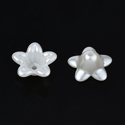 Bouchons de perle de fleur de perle d'imitation en plastique abs, 5 pétales