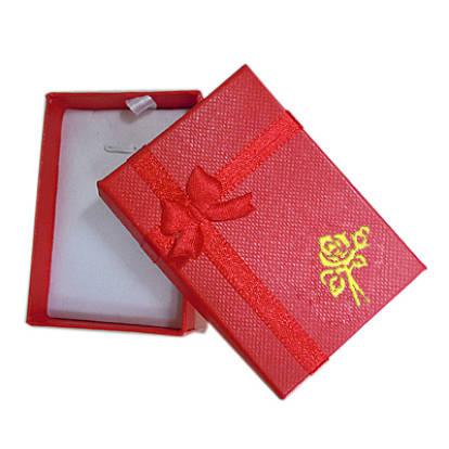 Red Pendant Necklaces Boxes with Ribbon, 7x5x1.5cm