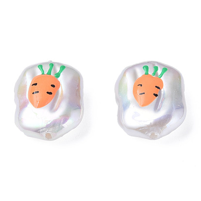 Perles de nacre en plastique ABS, avec l'émail, ovale avec carotte