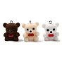 Flocky Resin Pendants, Bear Charms with Platinum Plated Iron Loops