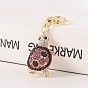 KC Gold Tone Plated Alloy Keychains, with Rhinestone, Tortoise
