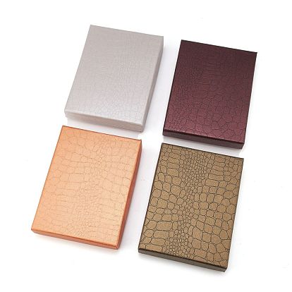 Python Pattern Cardboard Jewelry Set Boxes, with Black Sponge, for Jewelry Gift Packaging, Rectangle