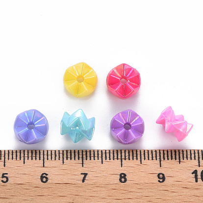 Opaque Acrylic Beads, Dyed, AB Color, Flower