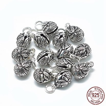 Thaïlande 925 charmes de cloche en argent sterling, avec anneau de saut, larme avec lotus
