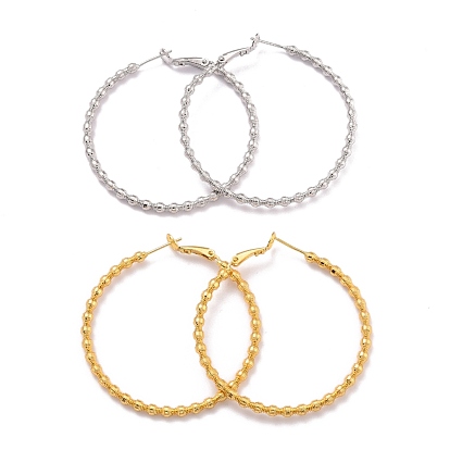 Grooved Large Ring Huggie Hoop Earrings for Women Girl, Long-lasting Plated Brass Rings