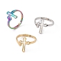 201 Stainless Steel Hollow Out Cross Adjustable Ring for Women