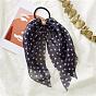 Polka Dot Pattern Cloth Elastic Hair Accessories, for Girls or Women, with Iron Findings, Hair Ties with Long Tail, Knotted Bow Hair Scarf