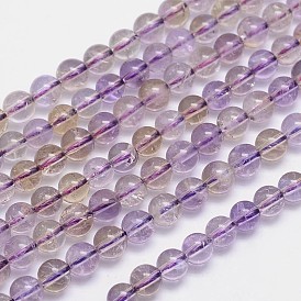 Natural Ametrine Beads Strands, Round, 6mm, Hole: 1mm, about 66pcs/strand, 15.5 inch
