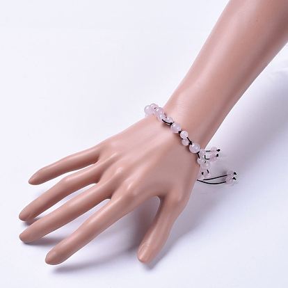 Nylon réglable bracelets cordon tressé de perles, avec des perles naturelles de pierres précieuses