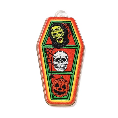 Halloween Acrylic Pendants, Coffin/Ghost/Lip Charm