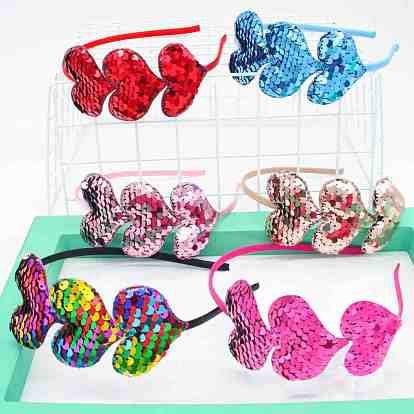 Heart Shaped Sequins Cloth Head Bands, Valentine's Day Hair Accessories for Girls
