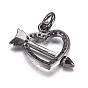 Brass Micro Pave Cubic Zirconia Charms, Heart with Arrow