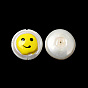 Baroque Natural Keshi Pearl Beads, with Enamel, Freshwater Pearl, Flat Round with Face