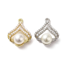 Alloy Pendants, with ABS Imitation Pearl, Leaf