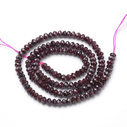 Natural Garnet Beads Strands, Faceted Rondelle