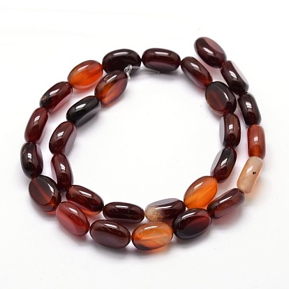 Natural Carnelian Oval Bead Strands, 14x10x6mm, Hole: 1mm, about 29pcs/strand, 15.74 inch