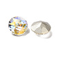 Light AB Style Glass Rhinestone Cabochons, Pointed Back & Back Plated, Faceted, Flat Round