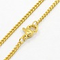 Unisex Casual Style 304 Stainless Steel Curb Chain Necklaces, with Lobster Claw Clasps, 19.7 inch (500mm)