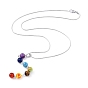 Chakra Jewelry, 304 Stainless Steel Pendant Necklaces, with Gemstone Pendants