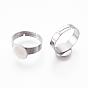 Componentes de anillos de dedo de acero inoxidable ajustables 201, fornituras base de anillo almohadilla, plano y redondo