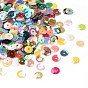 Plastic Loose Semi-cupped Sequins, Color Paillettes, Center Hole, AB Color, 6~7mm, Hole: 1mm