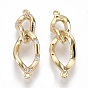 Brass Micro Pave Clear Cubic Zirconia Links/Connectors, Nickel Free, Figaro Chain Shape, Real 18K Gold Plated