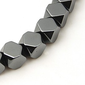 Non-magnetic Synthetic Hematite Beads Strands, Hexagon, Faceted, 8x8x8mm, Hole: 1mm