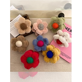 Cute Plush Flower Shaped Claw Hair Clips, Hair Claw For Thick Curly Straight Hair Styling Accessories