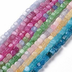 Natural Quartz Beads Strands, Dyed & Heated, Cube