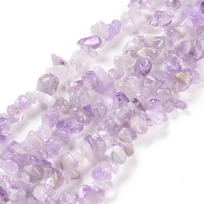 Améthyste naturelle brins puce de perles, 5~8x5~8mm, Trou: 1mm, environ 31.5 pouce