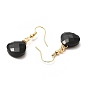 Natural Gemstone Teardrop Dangle Earrings, Golden Brass Jewelry for Women