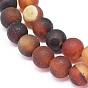 Natural Agate Beads Strands, Frosted, Dyed & Heated, Round