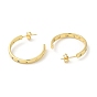 Rack Plating Brass Ring Stud Earrings, Cubic Zirconia Half Hoop Earrings, Lead Free & Cadmium Free