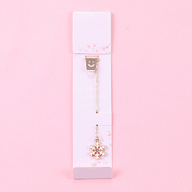 Alloy Enamel Christmas Snowflake Charm with Long Chain Tassel Bookmark, Smiling Face Clips Bookmark for Women, Light Gold