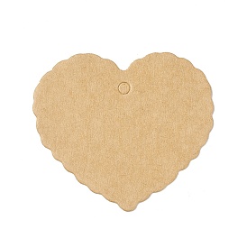 100 étiquettes-cadeaux en papier kraft vierge, forme d'amour ondulée
