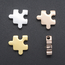 201 Stainless Steel Charms, for Simple Necklaces Making, Laser Cut, Puzzle Piece