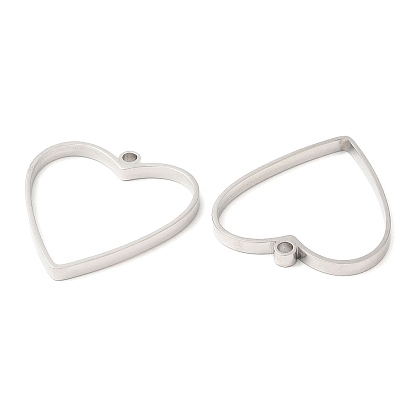304 Stainless Steel Open Back Bezel Heart Pendants, For DIY UV Resin, Epoxy Resin, Pressed Flower Jewelry