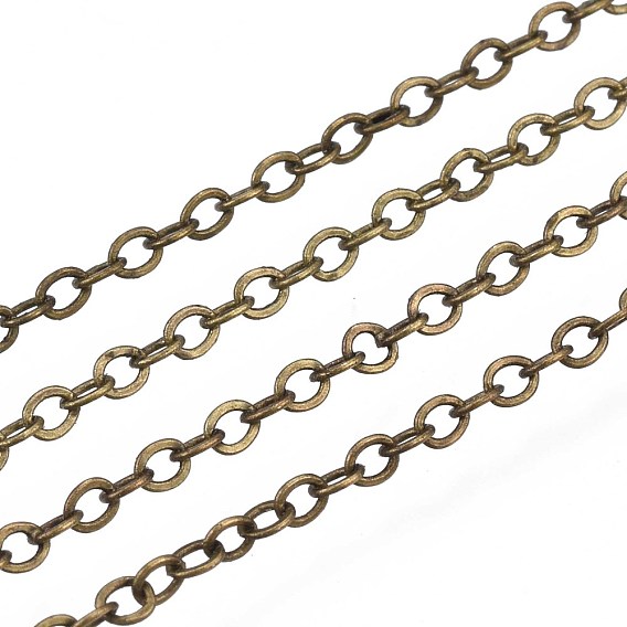 Brass Cable Chains, Soldered, with Spool, Flat Oval