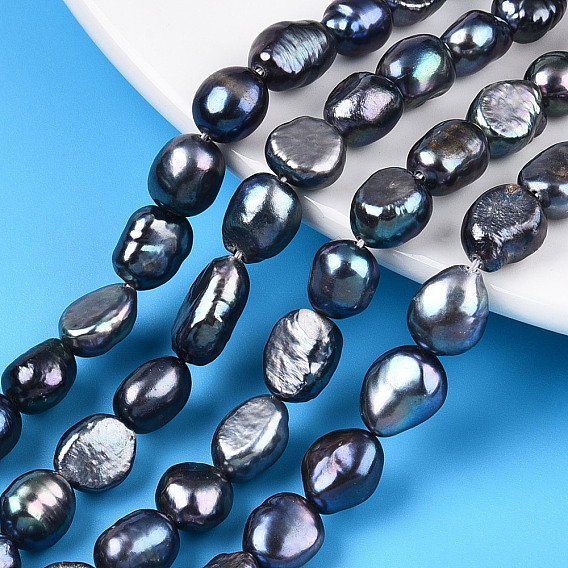 Hilos de perlas de agua dulce cultivadas naturales, perlas barrocas perlas keshi, dos lados pulidos, teñido