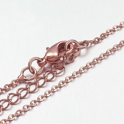 Brass Chain Necklaces, Cable Chain, with Lobster Clasps