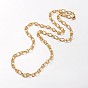 Unisex 304 Stainless Steel Textured Cable Chain Necklaces, with Lobster Claw Clasps
