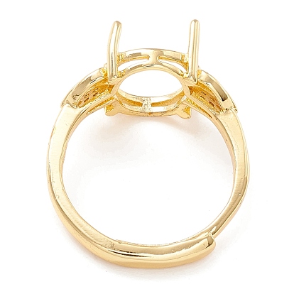 Componentes de anillo ajustable de circonita cúbica de latón, 4 configuraciones de anillo de punta de garra, larga duración plateado, sin plomo y cadmio, oval