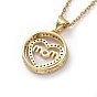 304 Stainless Steel Chain Necklaces, with Brass Micro Pave Cubic Zirconia Pendants, Mother's Day Gifts, Flat Round and Word mom