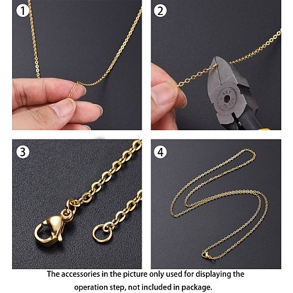 Placage ionique (ip) 304 chaînes porte-câbles en acier inoxydable, pour le bricolage fabrication de bijoux, soudé, avec bobine, Ovale Plat