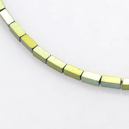 Electroplate Non-magnetic Synthetic Hematite Cuboid Beads Strands, 3x1x1mm, Hole: 0.5mm, about 135pcs/strand, 17.7 inch