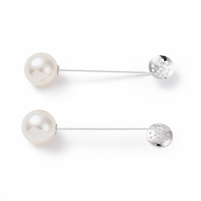 Réglages de base de l'épinglette en laiton, avec plateau tamis et perles imitation perles en plastique