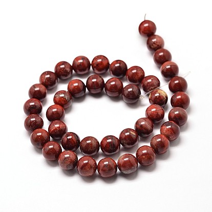 Jaspe rouge naturel brins de perles rondes