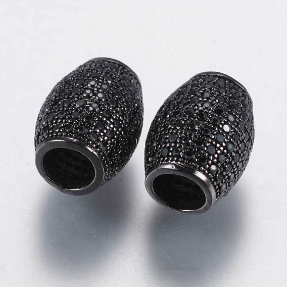 Micro en laiton pavent des perles cubes de zircone, ovale, noir