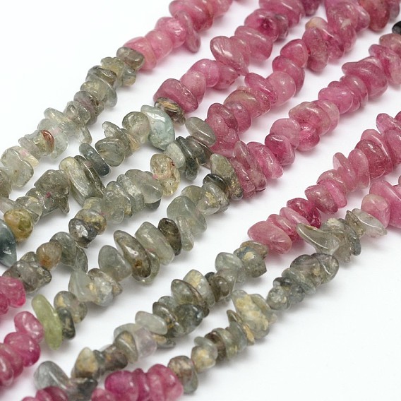 Croustilles tourmaline naturelle brins de perles, 3~5x3~5x3~5mm, Trou: 1mm, environ 16 pouce