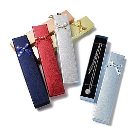 Boîtes à bijoux collier en carton, rectangle avec bowknot